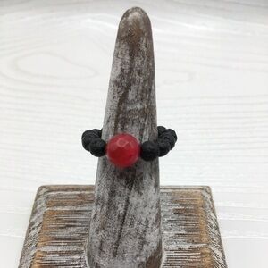 HANDCRAFTED Lava & Agate Stretch Bead Ring